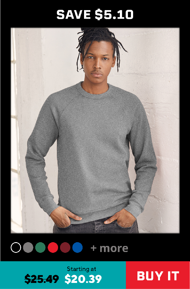 BELLA + CANVAS Sponge Fleece Raglan Crewneck Sweatshirt